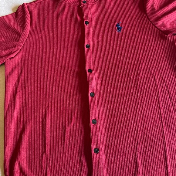Polo by Ralph Lauren Red Ribbed Button Down Shirt Set - Picture 4 of 6